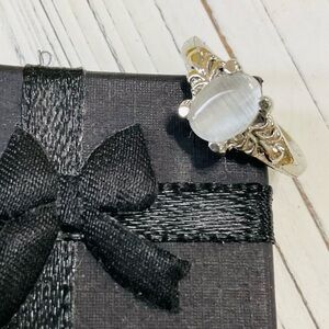 New Moonstone Inspired Silver Tone Classic Ageless Ring Size 7.5